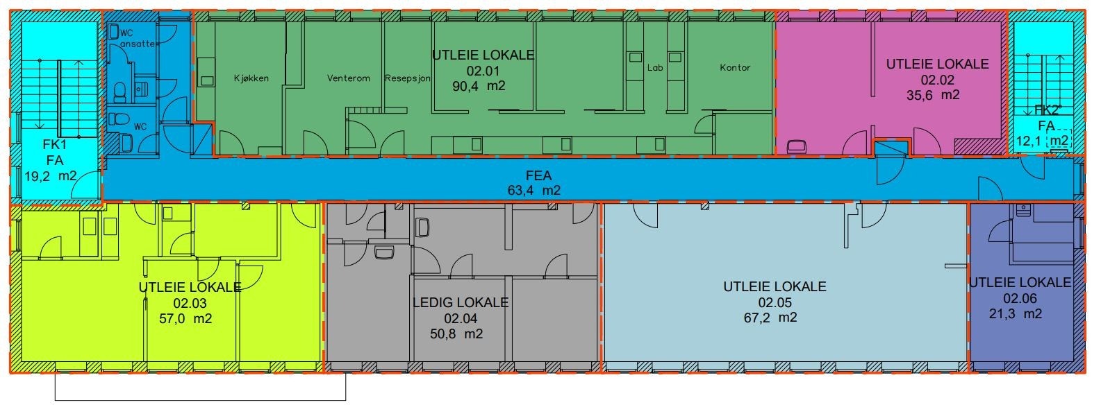 Ledige: 02.01, 02.03 og 02.04 Galleribilde