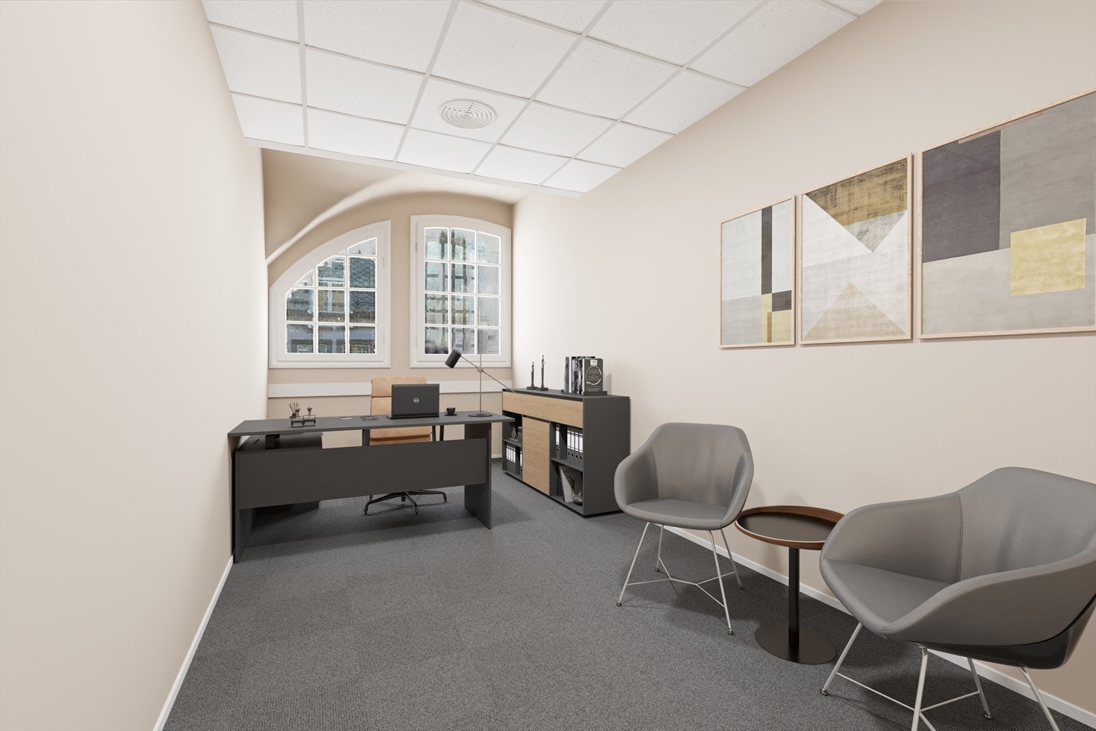 Det er 11 cellekontorer + åpent landskap Galleribilde