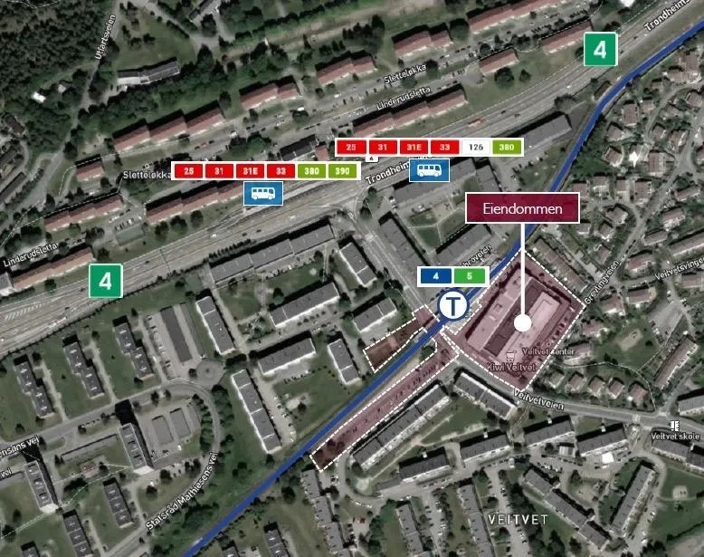 Kart over kollektivt tilbudet rundt senteret Galleribilde