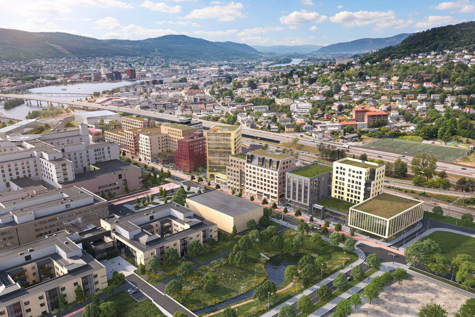 Drammen Helsepark blir innfallsporten til nye Drammen sykehus og Fjordbyen. Galleribilde