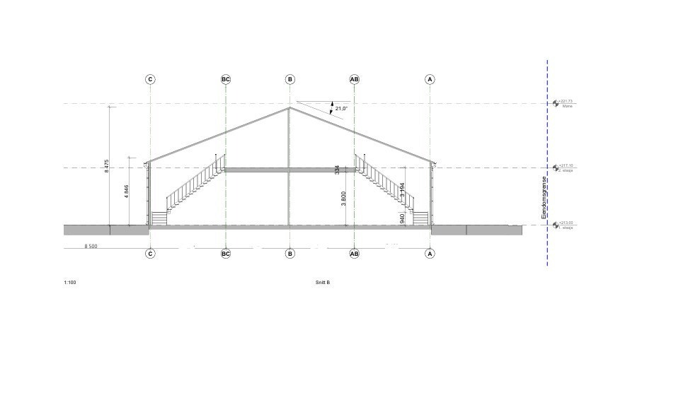 Snitt med mesanin Galleribilde