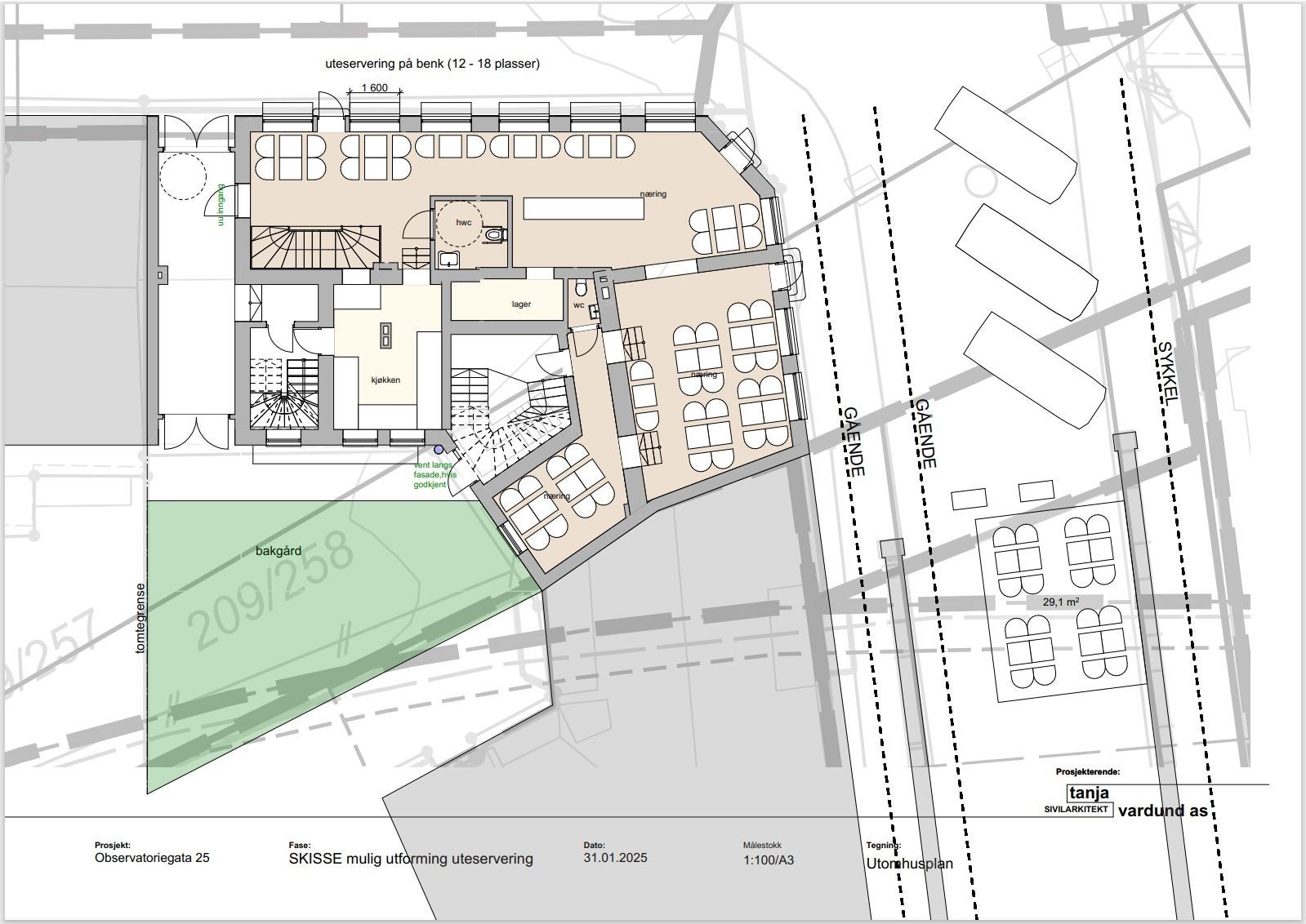 Eksempeltegning med uteservering Galleribilde