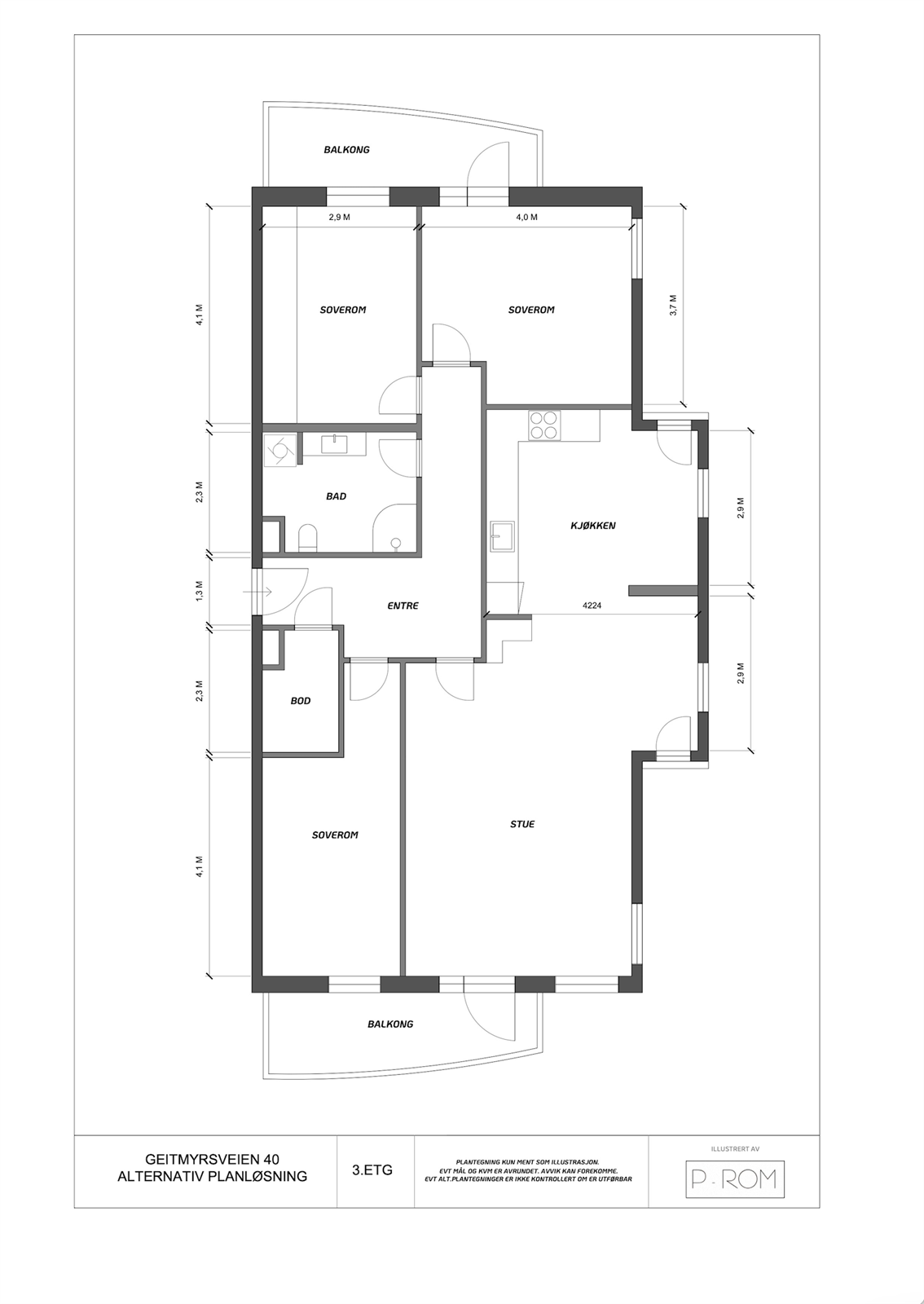 Alternativ plantegning - Ved ønske og behov kan det enkelt etableres et ekstra soverom. Galleribilde