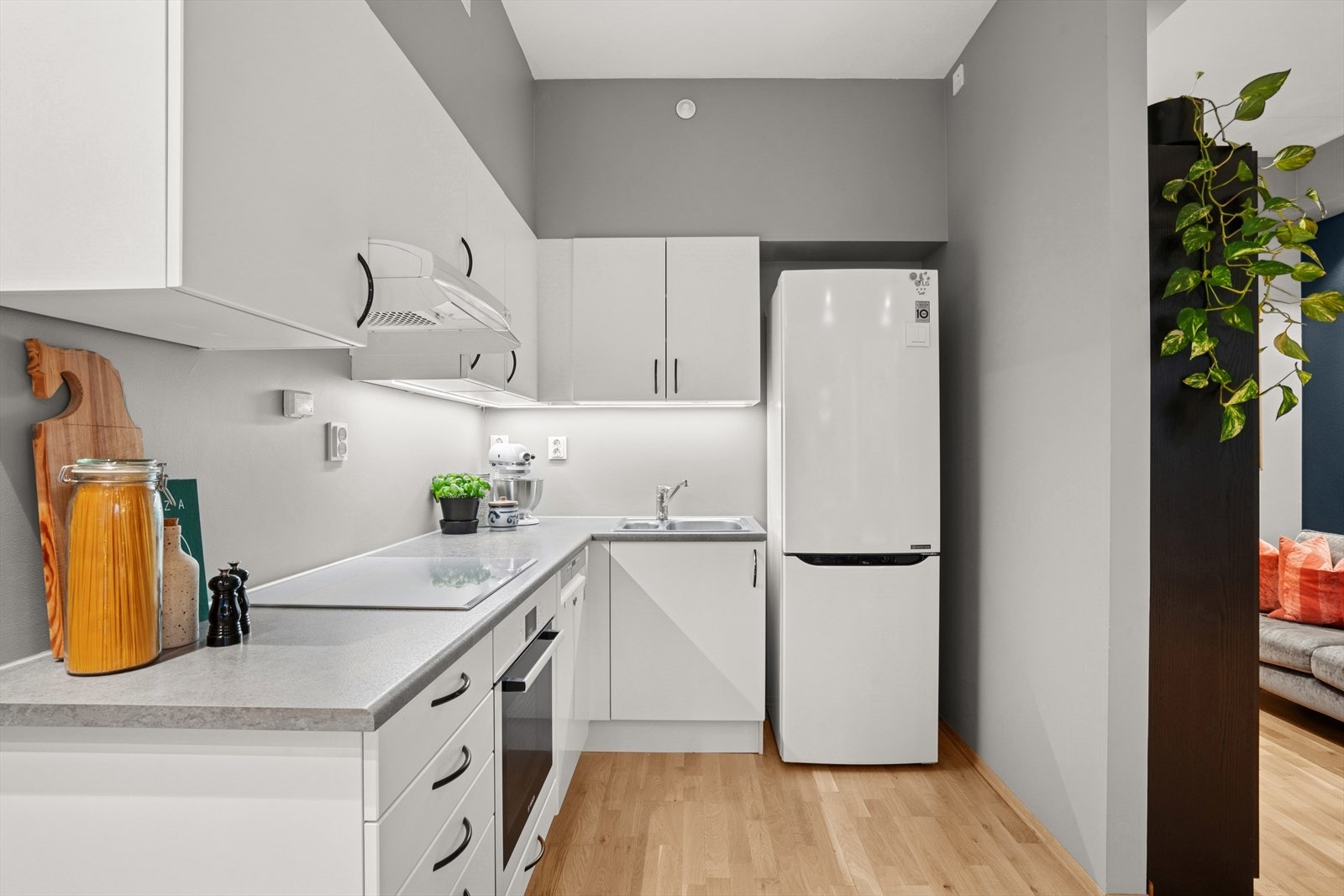 Mellom over og underskap er det montert belysning og flere strømuttak. Galleribilde