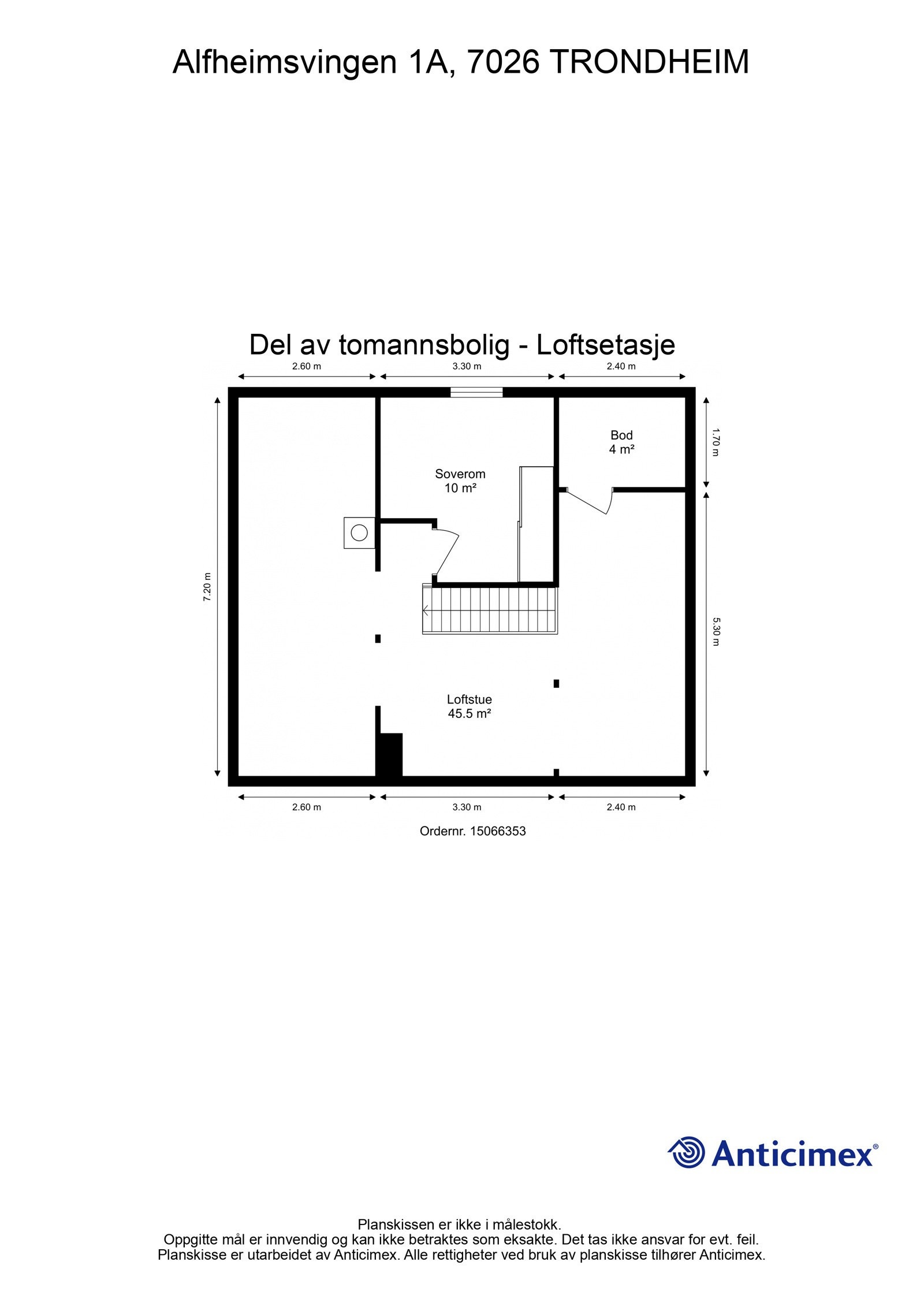 Plantegning - loftsetasje. Galleribilde