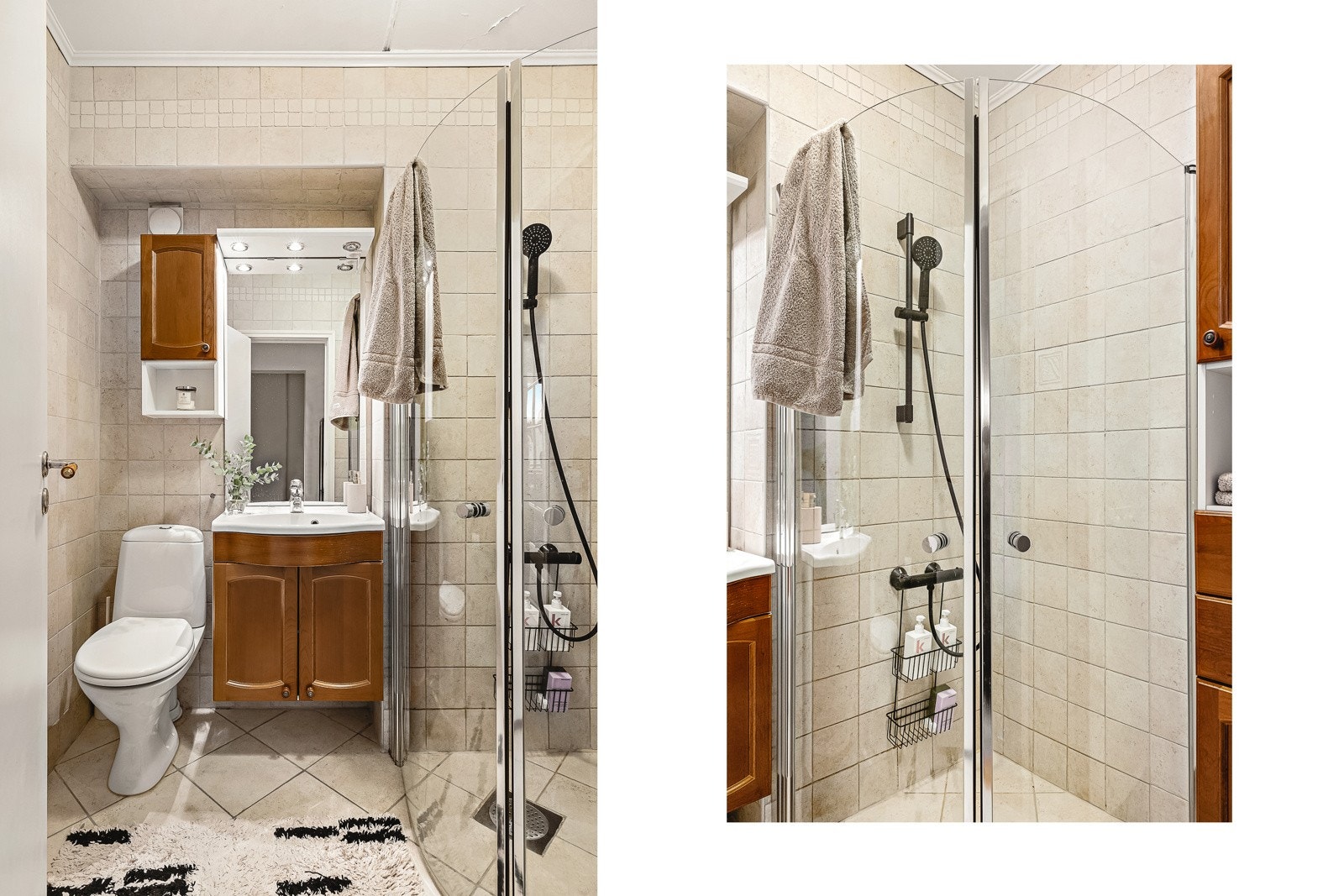 Badet ble pusset opp i 2006, er helflset og har varmekabler i gulvet. Galleribilde