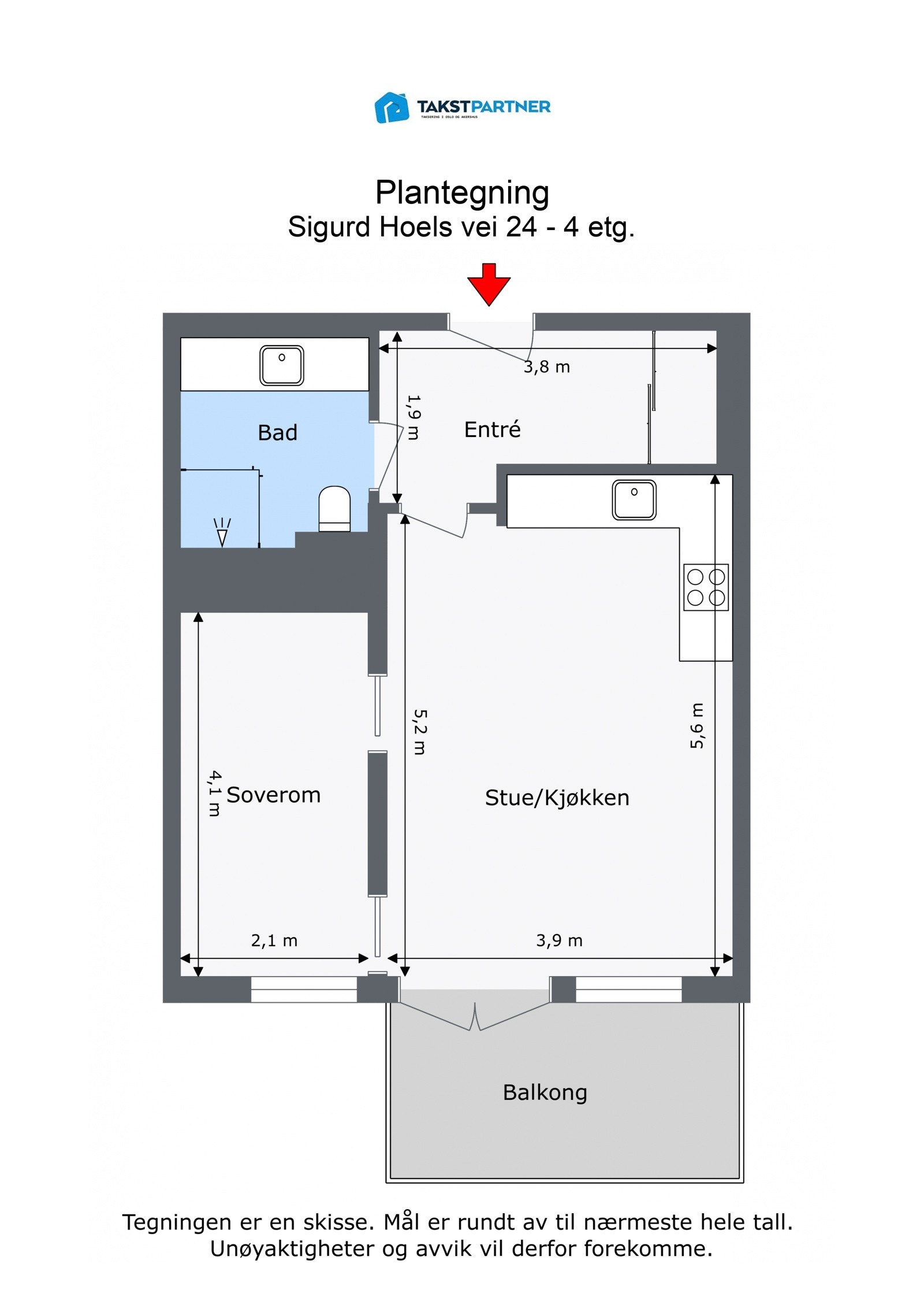 Floorplan letterhead - Plantegning - Sigurd Hoels vei 24 - 4 etg. - 2D Floor Plan Galleribilde