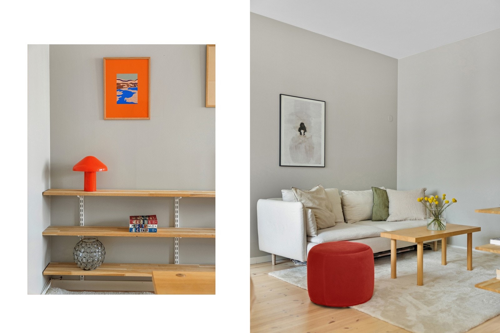 Leiligheten har et hyggelig hjørne i stuen med god plass til større sofagruppe Galleribilde