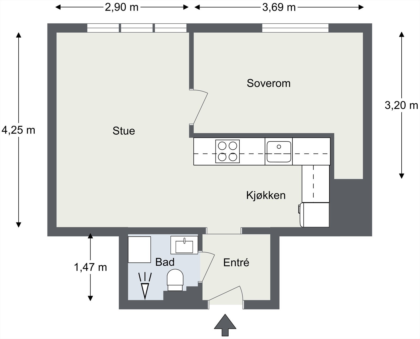 Plantegning fra takstmann. Avvik kan forekomme. Galleribilde