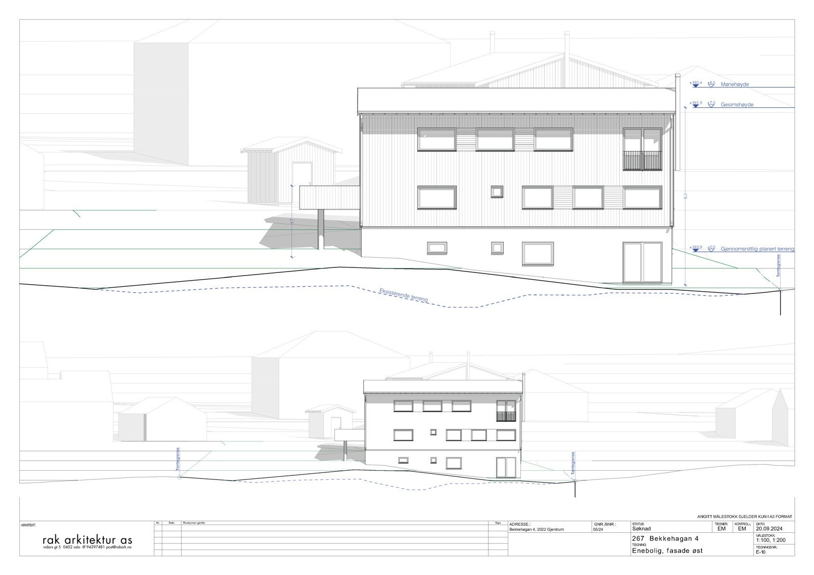 267 E-10 Enebolig, fasade øst 01 Galleribilde
