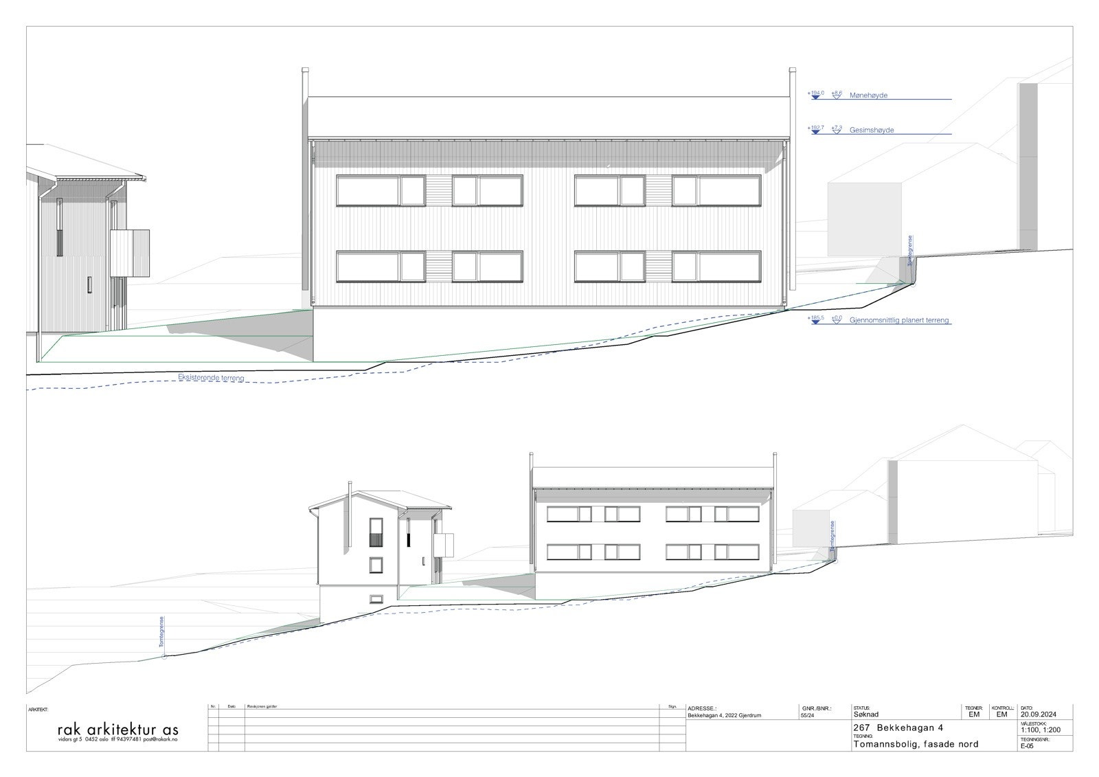 267 E-05 Tomannsbolig, fasade nord 01 Galleribilde