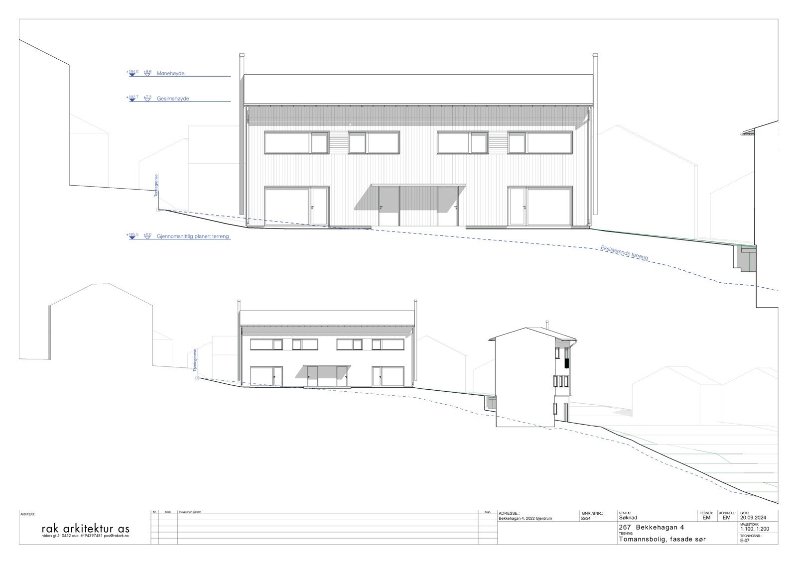 267 E-07 Tomannsbolig, fasade sør 01 Galleribilde