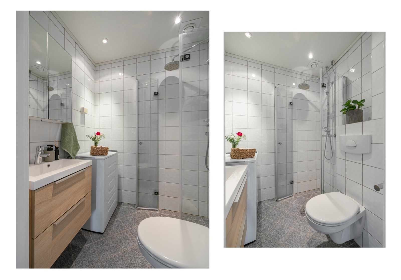 Badet har blitt ytterligere oppgradert i 2015 med ny baderomsinnredning og nytt speilskap. Nye dusjdører ble montert i 2020. Vegghengt toalett tilkoblet innebygget sisterne og opplegg for vaskemaskin. Galleribilde