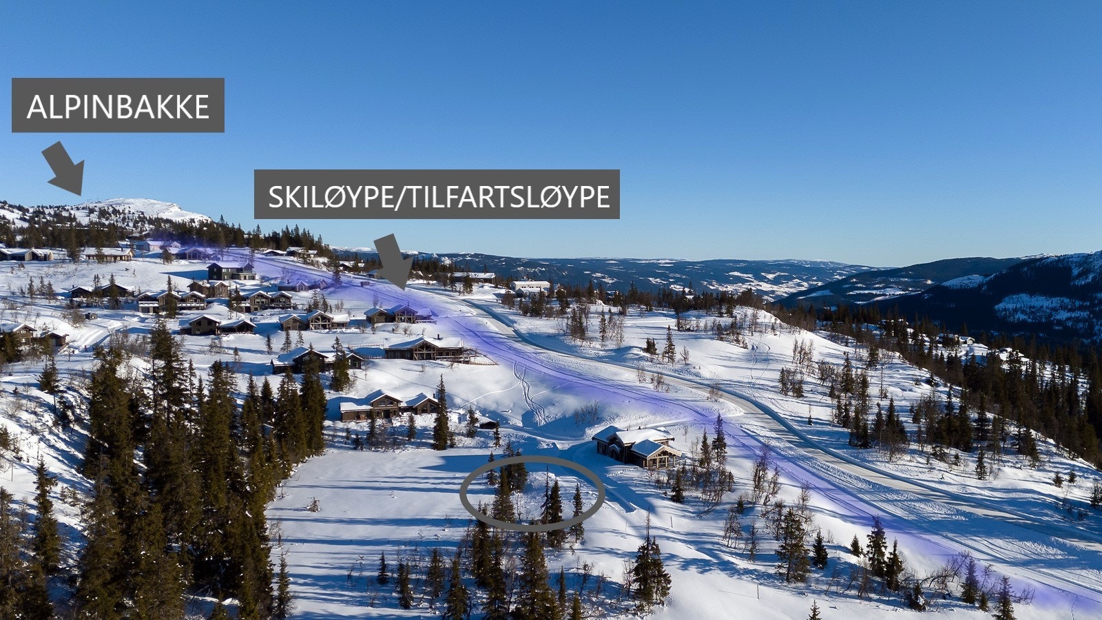 På vinterstid er det ski ut alpint til bakken og ca 250 m gangestaking fra bakken og tilbake til hyttefeltet. Galleribilde