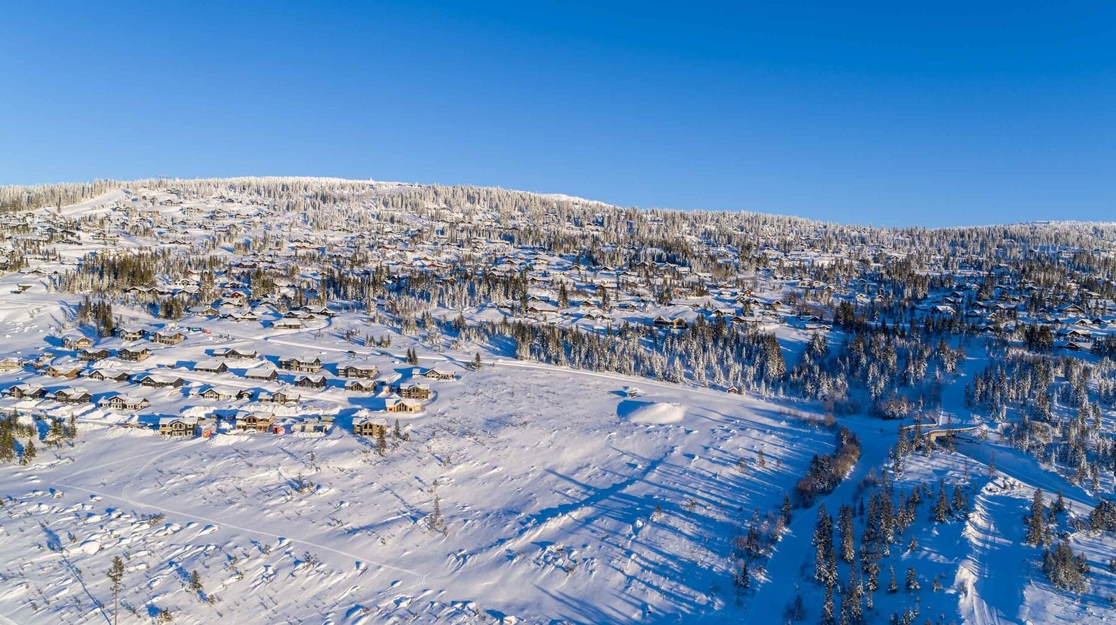Dronefoto over tomteområdet mot nordøst Galleribilde