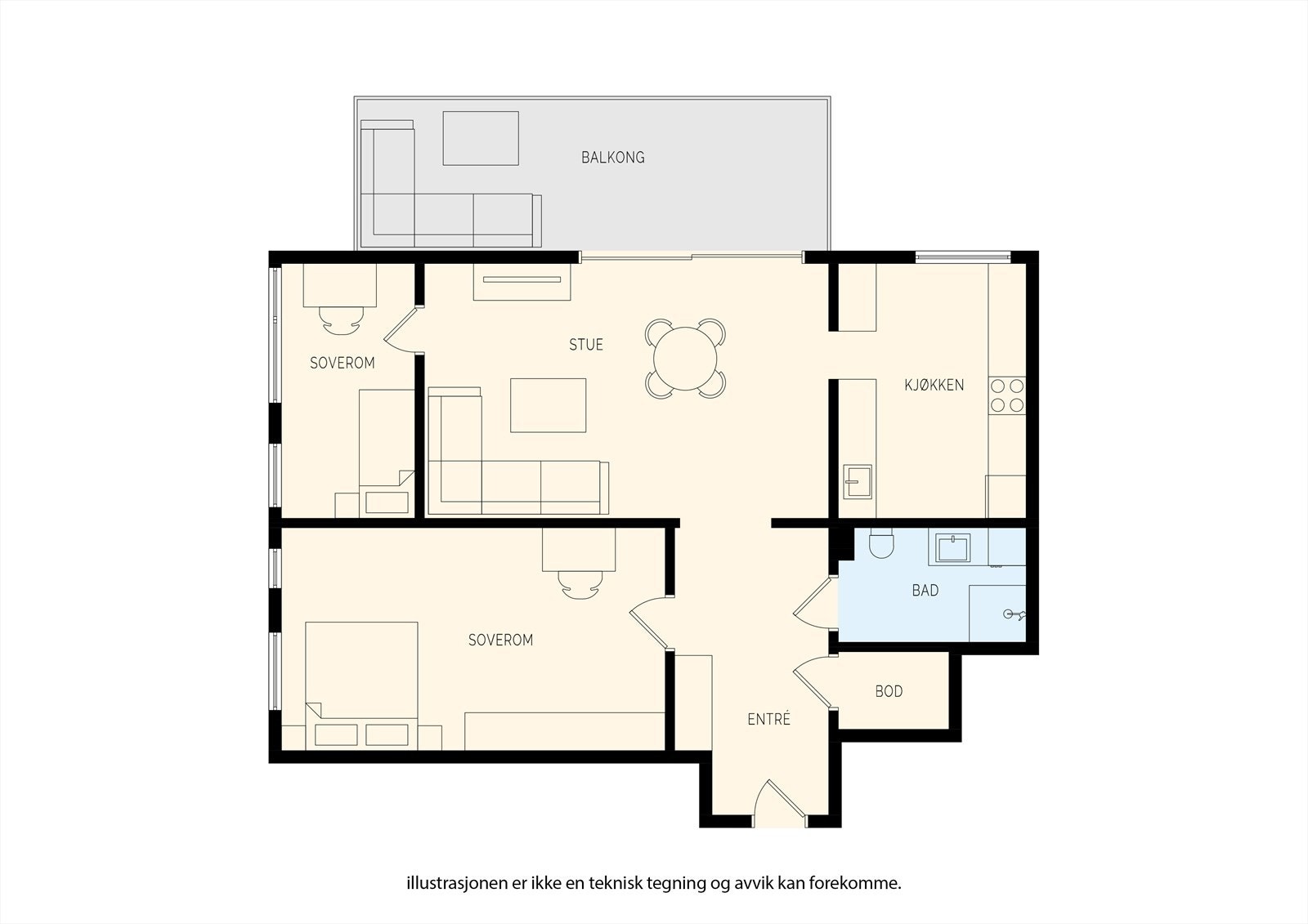 Planløsning med 2 soverom. Må byggemeldes til Drammen kommune Galleribilde