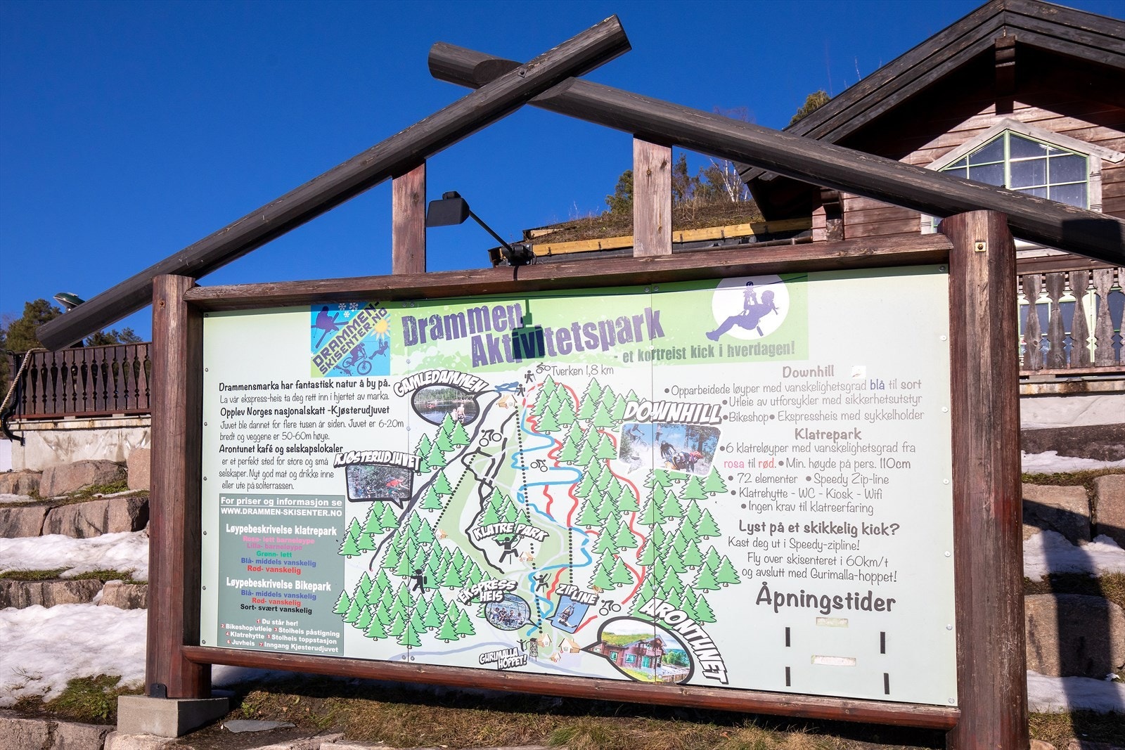 Fra leiligheten er det gangavstand til Drammen skimore som i sommerhalvåret har aktivitetspark med downhill, klatrepark og speedy zipline Galleribilde