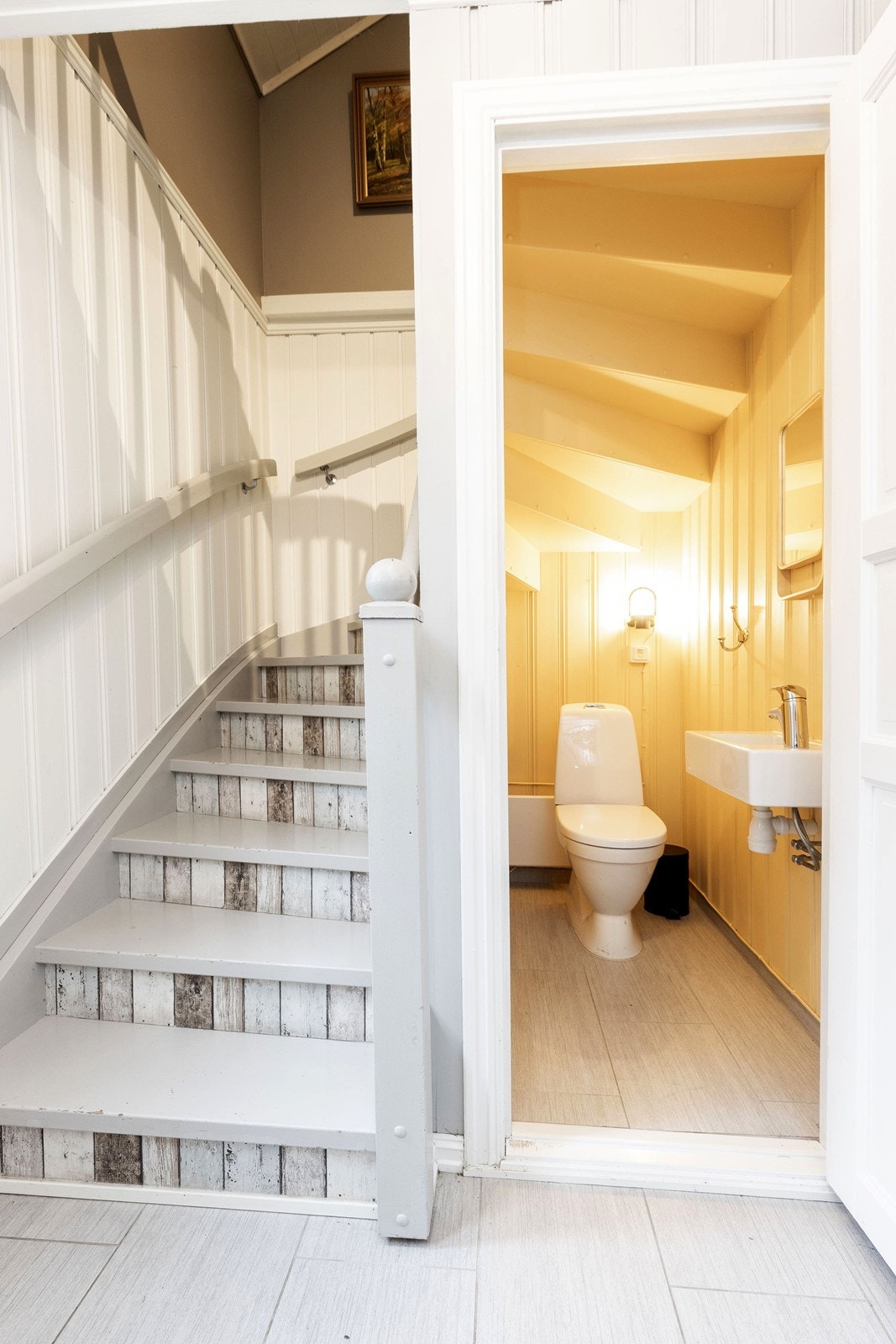 Toalettrom under trapp Galleribilde