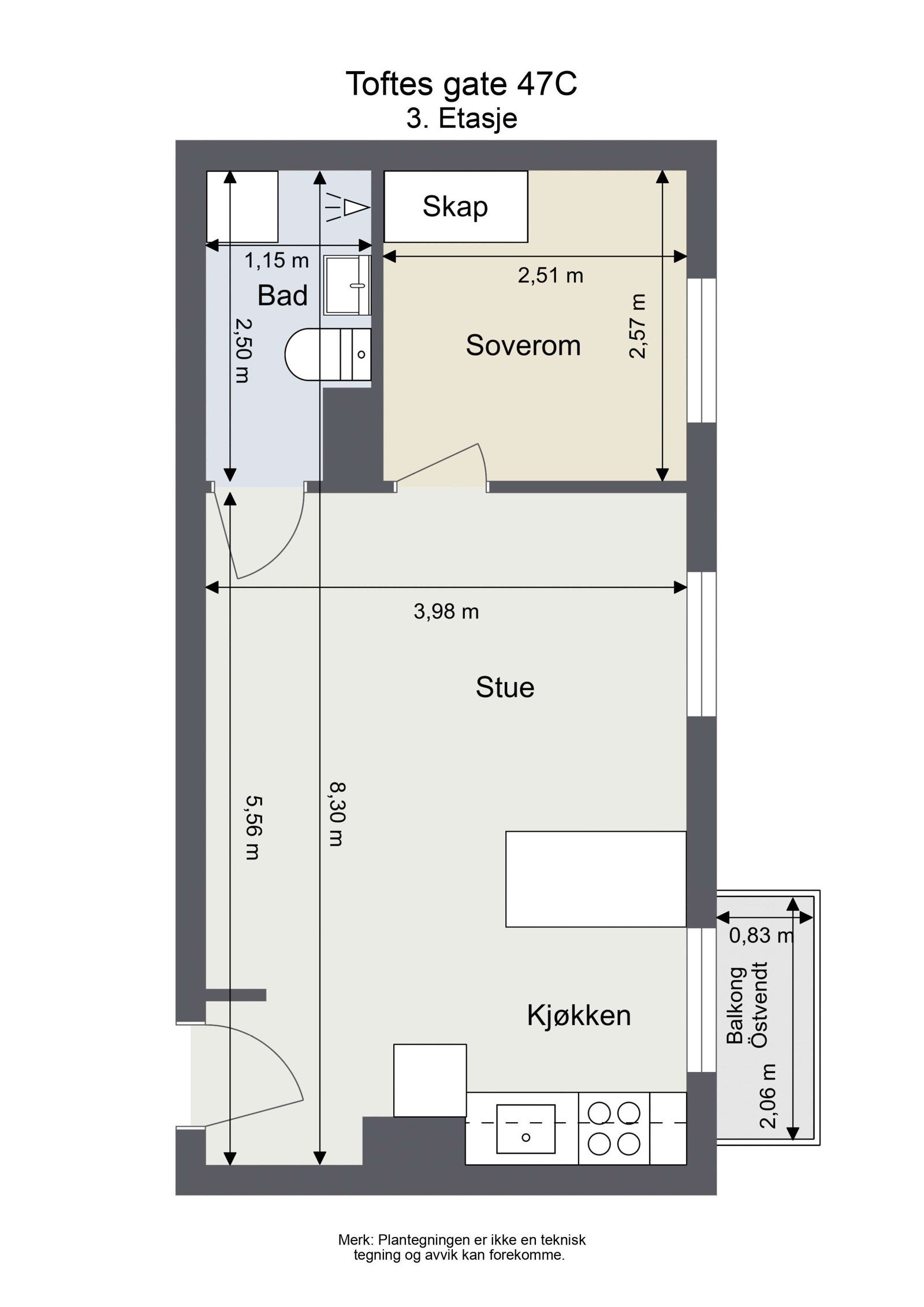 Plantegning. I tillegg medfølger loftsbod på 4 kvm. Galleribilde
