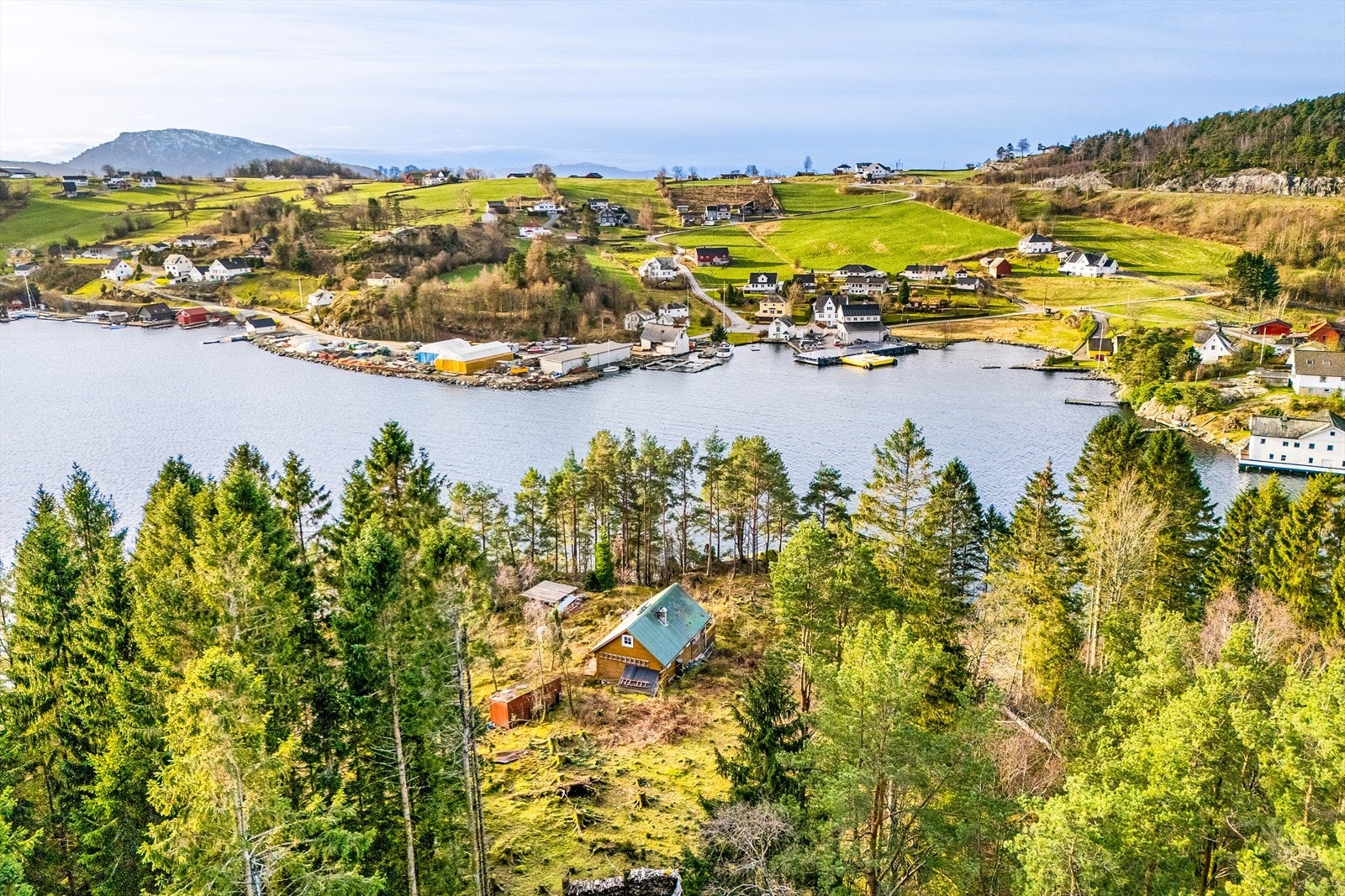 Naturtomt hovedsakelig bestående av skog. I 2022/2023 ble det utført trehogst fra sjøen og opp til hytten for å lage mer plass rundt hytten. Galleribilde