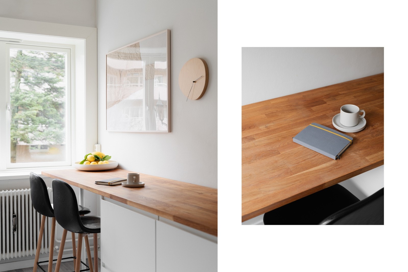 På kjøkken har du en helt egen liten frokost-benk, eller hjemmekontor-løsning Galleribilde