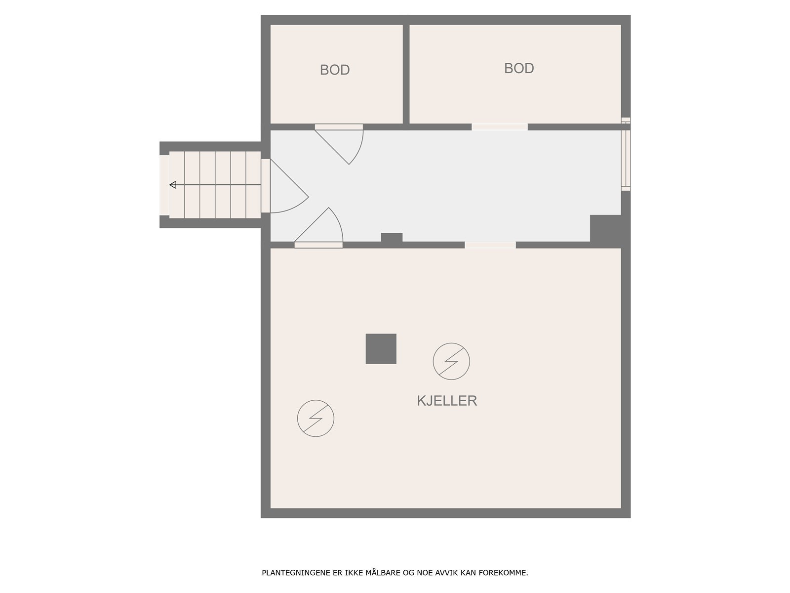 Kjeller er grovkjeller med boder. Galleribilde