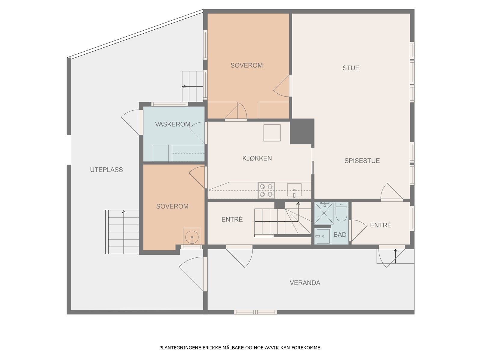 Første etasje med inngang til hoveddel og egen inngang til leilighet. Galleribilde