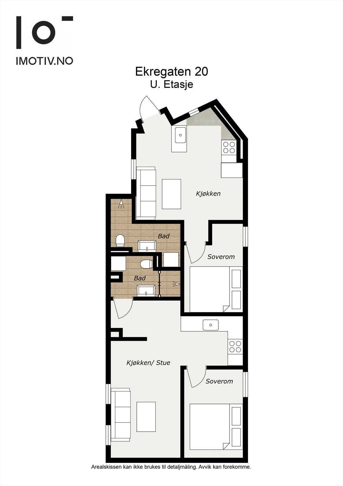 - Plantegning av to leiligheter i underetasje (U0101 og U0102) - Galleribilde