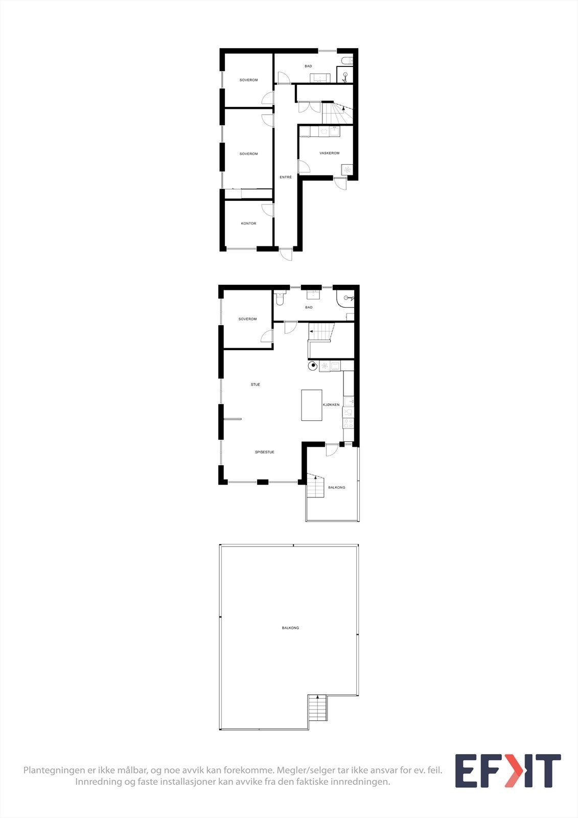 Planskisse 1, 2 og takterrasse Galleribilde