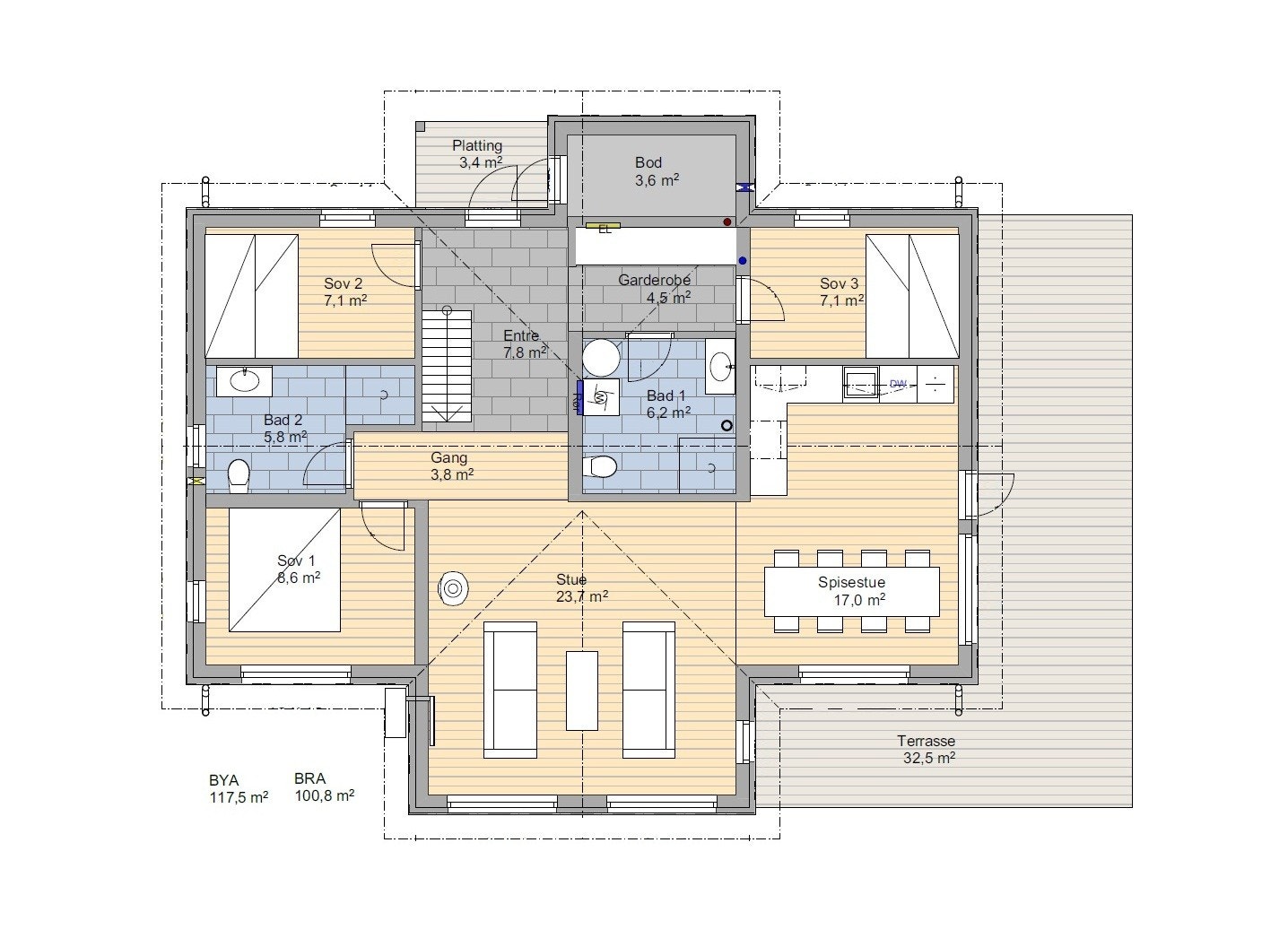 Plantegning 1. etasje Galleribilde