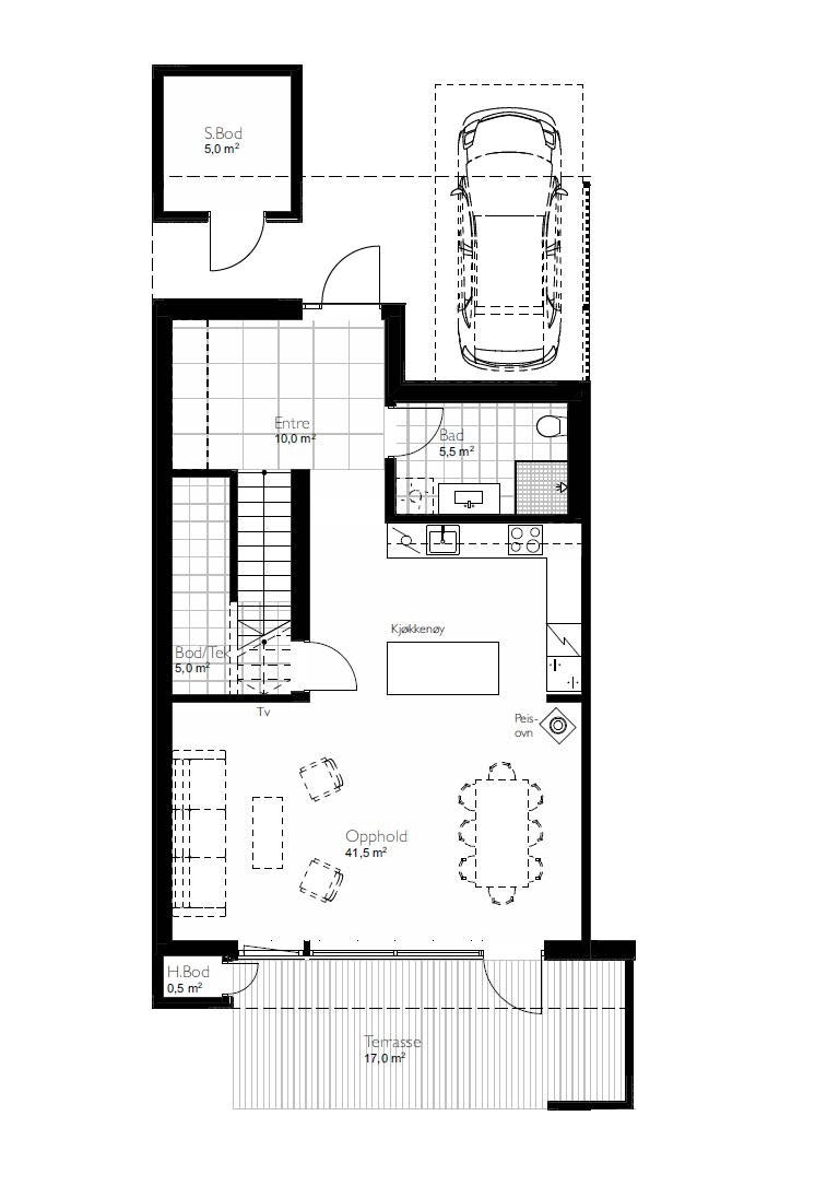 Plantegning 1. etasje Galleribilde