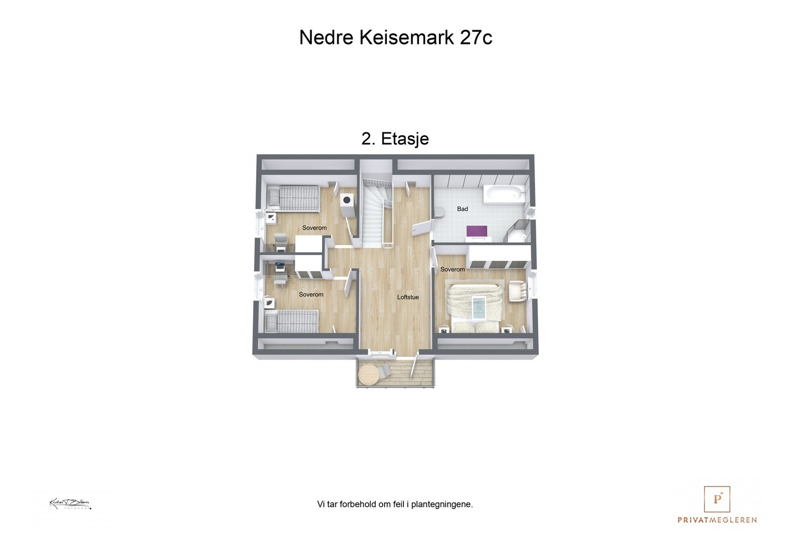 3 D plantegning 2. etasje Galleribilde