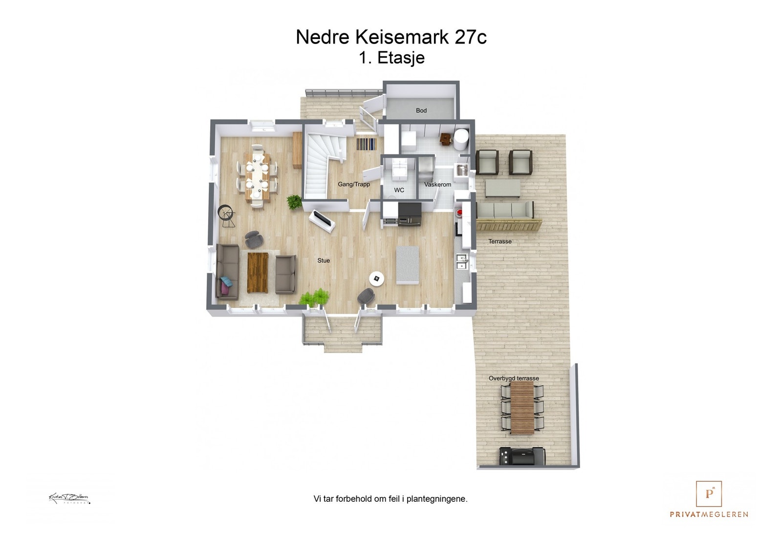 3 D plantegning 1. etasje Galleribilde