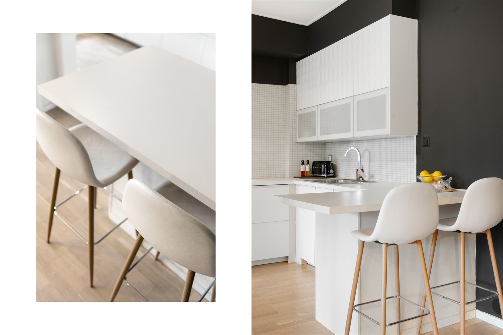 En hyggelig barløsning fungerer som en dekorativ romdeler mellom stuen og kjøkkenet. Galleribilde