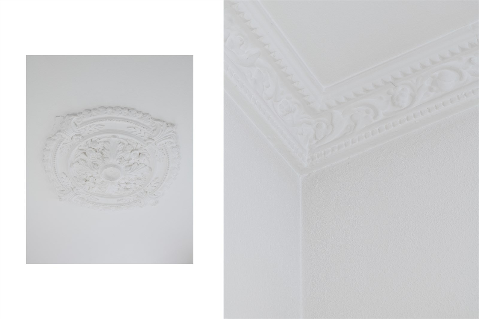 De klassiske detaljene følger leiligheten som en rød tråd. Her finner du stukkatur, rosetter og store vindusflater. Galleribilde