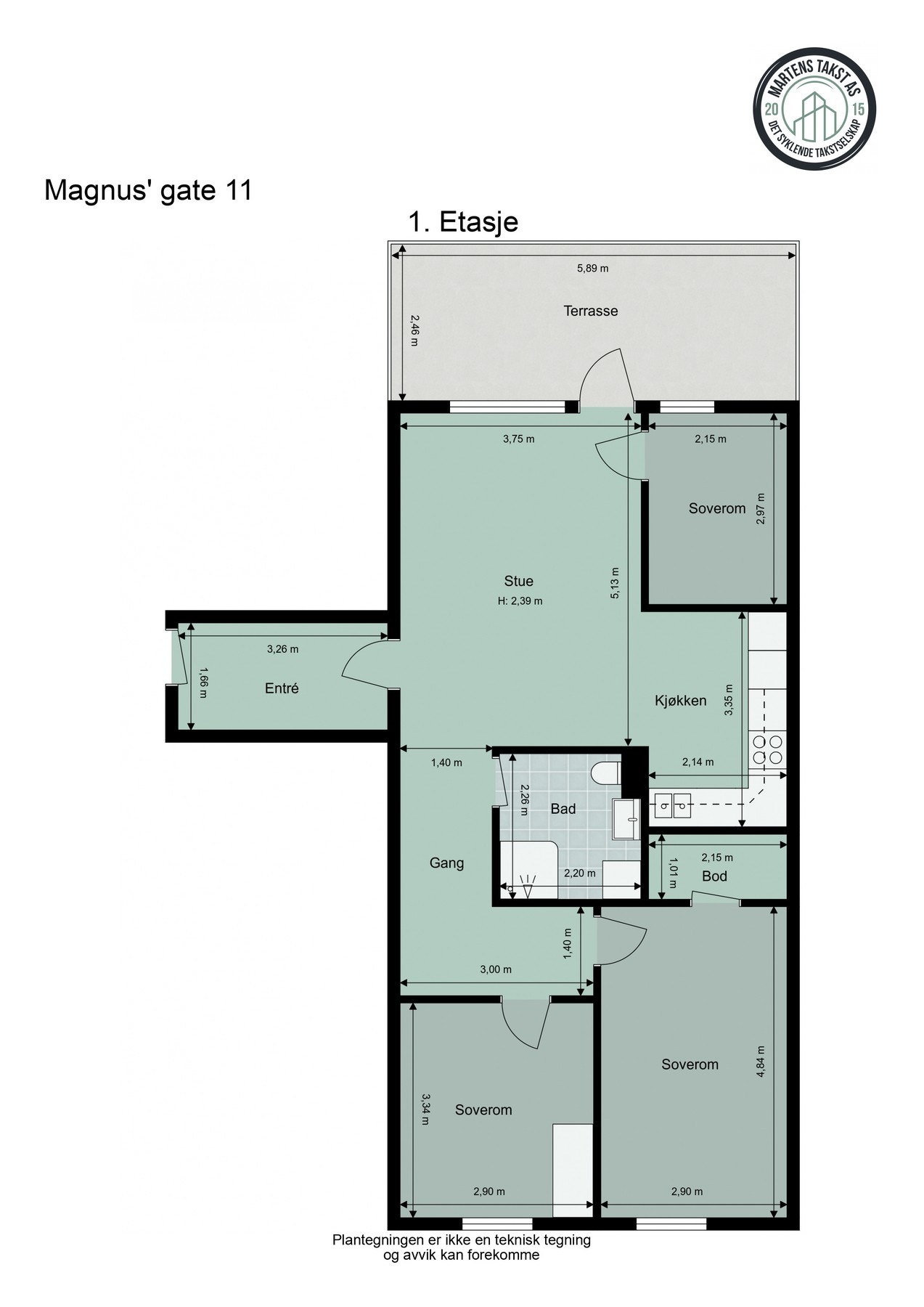Plantegning - Gjennomgående leilighet i 1. etasje. Galleribilde