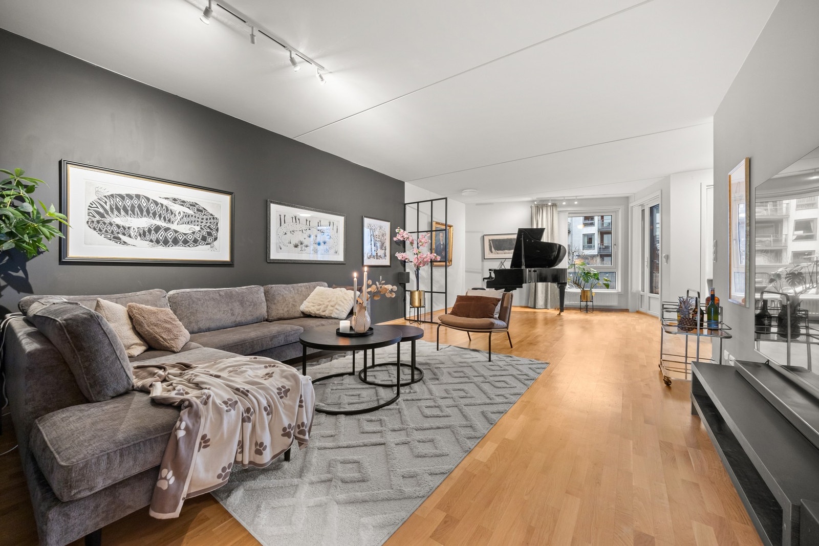 Stor stue med utgang til terrasse Galleribilde