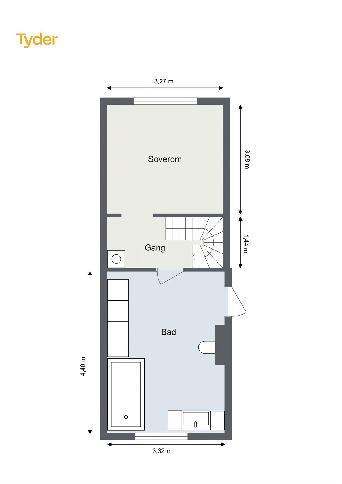 Plantegning kjeller. Fra kjelleren er det rømningsvei ut til fellesareal der kjellerboden befinner seg. Denne er 6 kvm Galleribilde