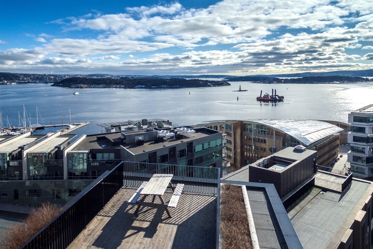 Utsikt fra felles takterrasse. Galleribilde