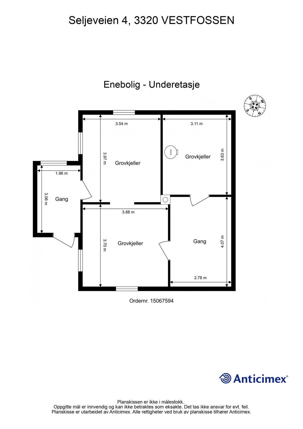 Plantegning kjeller med utvendig inngang Galleribilde