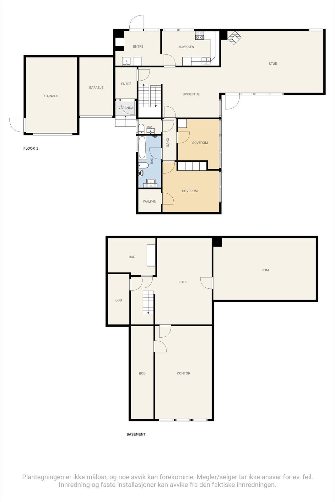 Plantegning underetasje og hovedplan Galleribilde