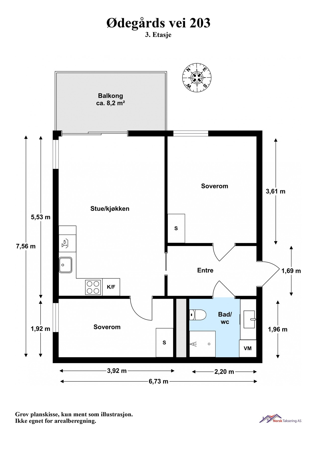 Plantegning - Hjørneleilighet i 3. etasje. Galleribilde