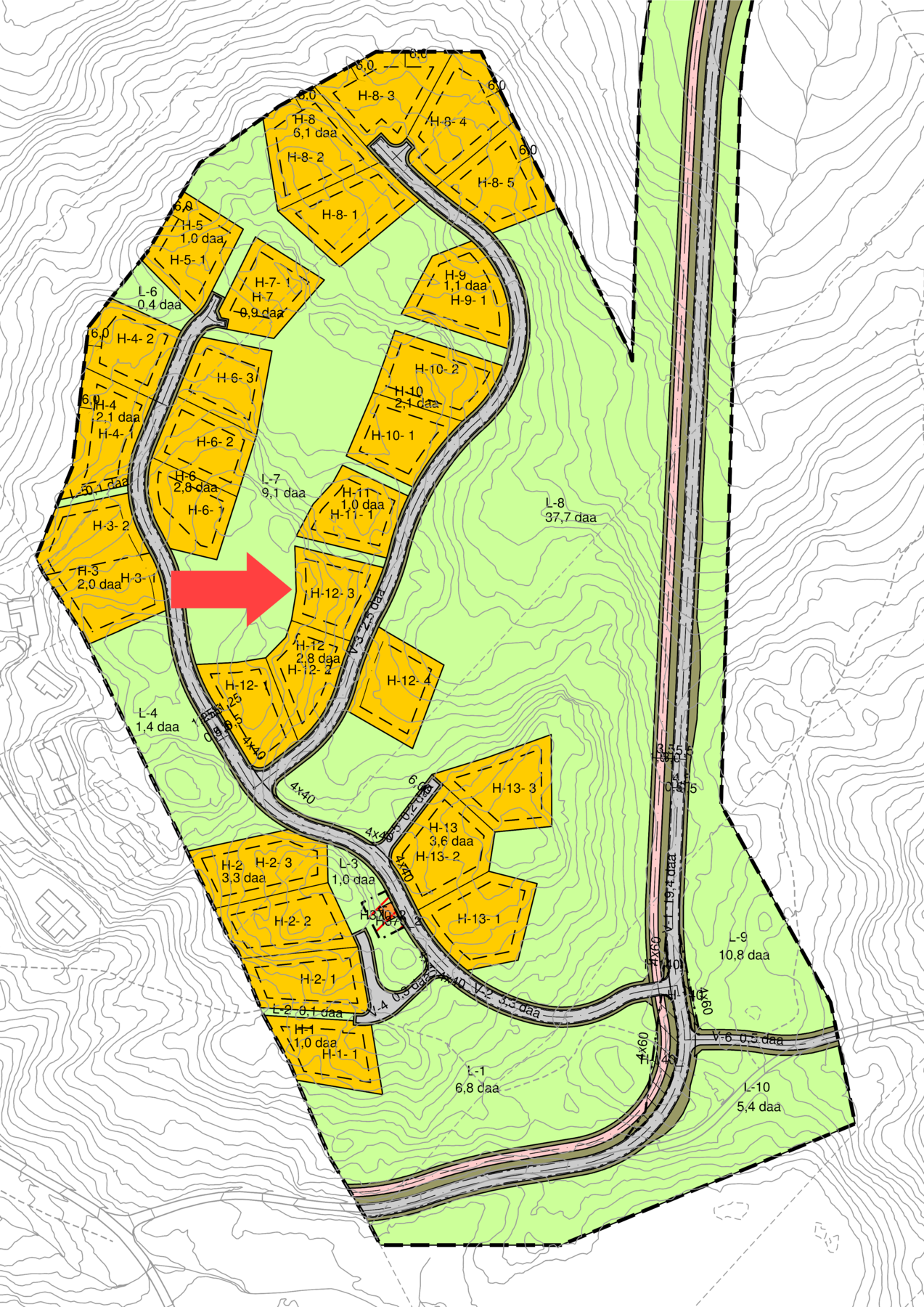 Situasjonskart med tomt H12-3 som er priset i annonsen markert. Flere tomter er allerede reservert! Galleribilde