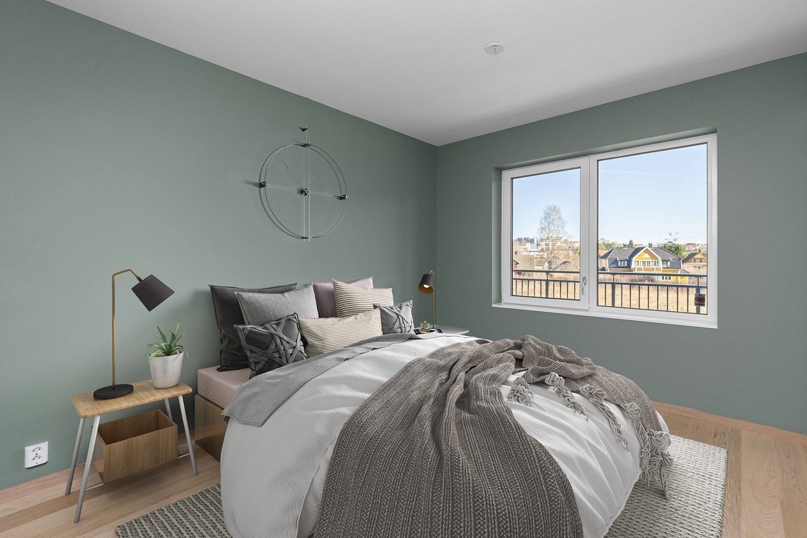 Hovedsoverom har god plass til dobbeltseng, nattbord, skap m.m. Galleribilde