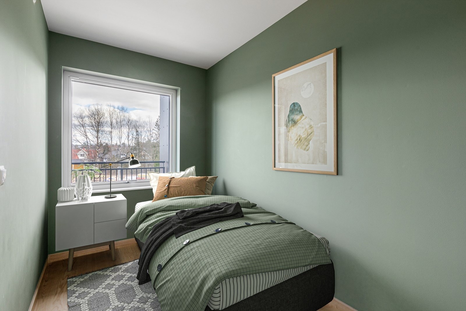 Soverom II har plass til enkeltseng, nattbord og garderobeløsning. Galleribilde