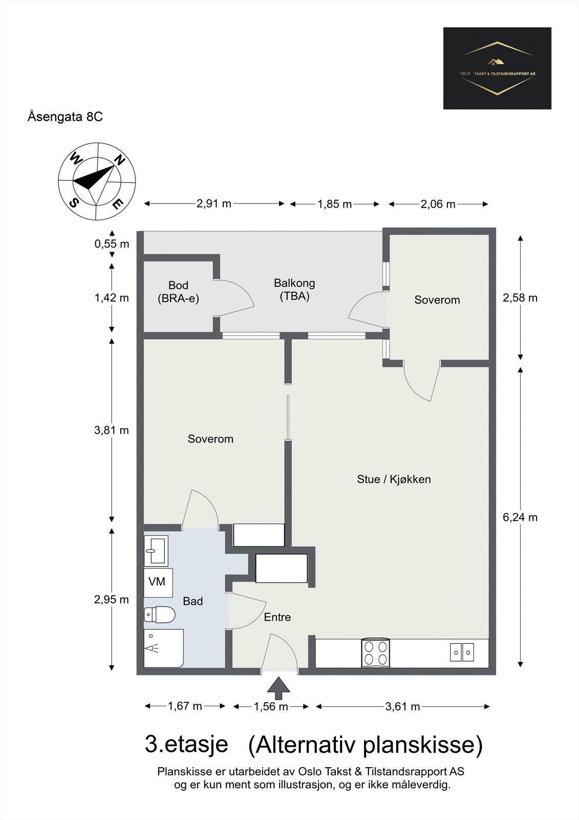 Alternativ planskisse - Åsengata 8C Galleribilde
