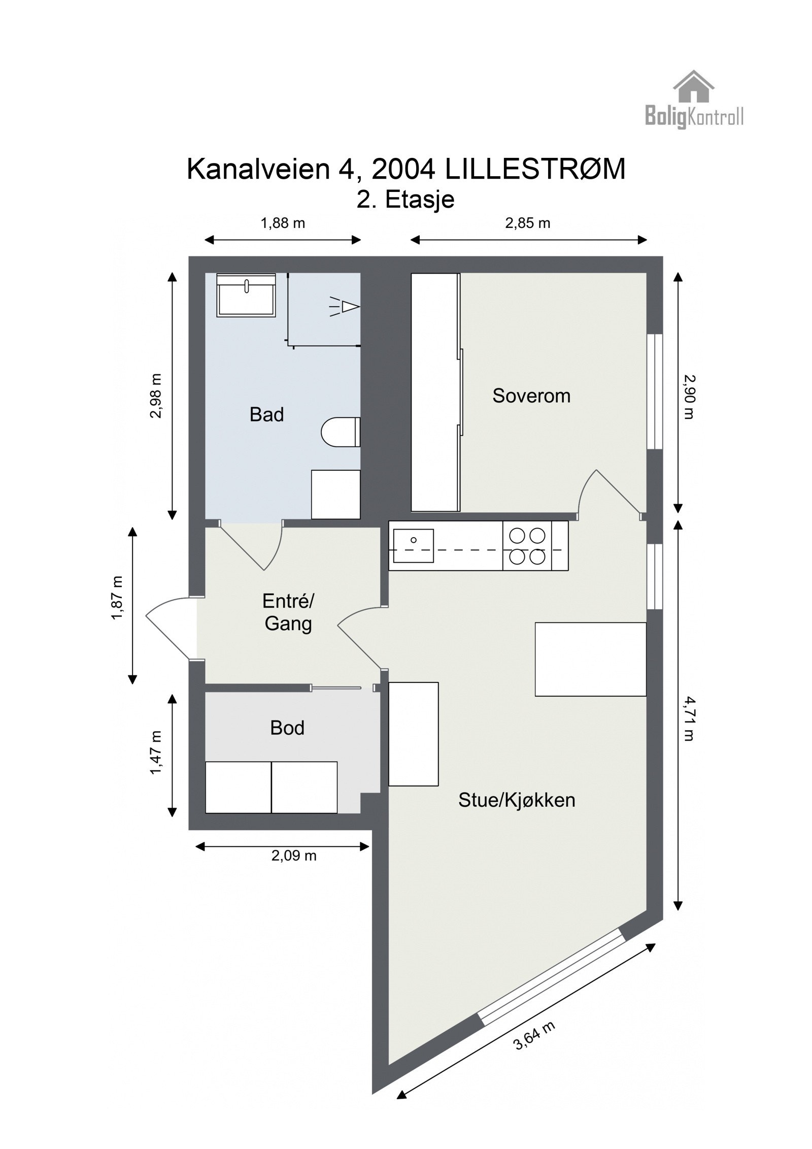 Floorplan letterhead - Kanalveien 4, 2004 LILLESTRØM - 2. Etasje - 2D Floor Plan Galleribilde