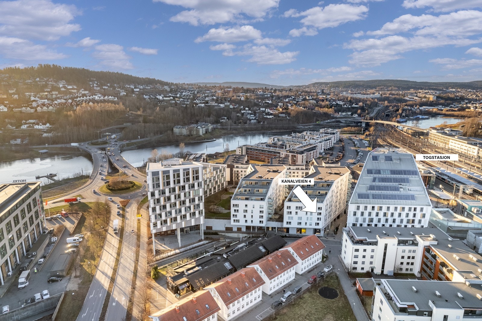 Dronebilde over nærområdet. Galleribilde