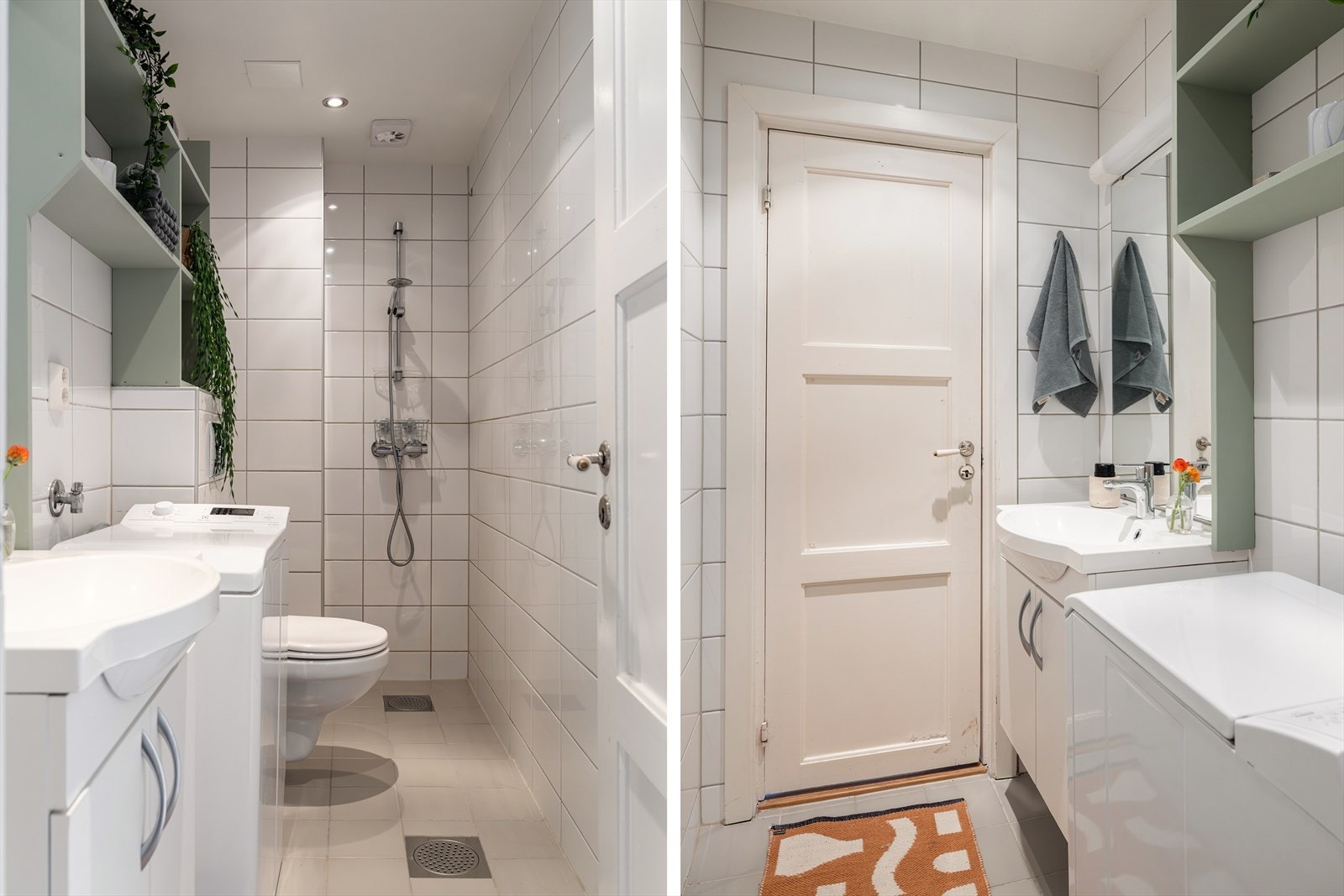 Flislagt bad fra 2011 med opplegg for vaskemaskin Galleribilde