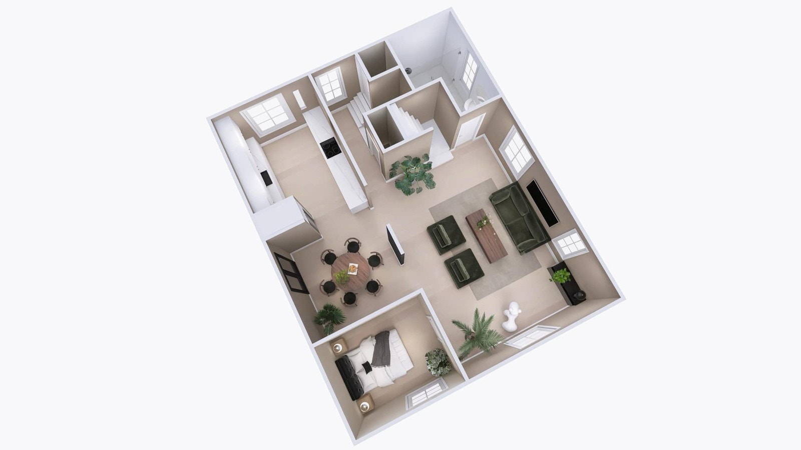 Mulighet for å lage et ekstra soverom i 2 etasje. Alternativ plankisse laget av Husoteket AS ©Julie Sandtangen Mørk. Kun ment som illustrasjon, avvik vil forekomme. Galleribilde